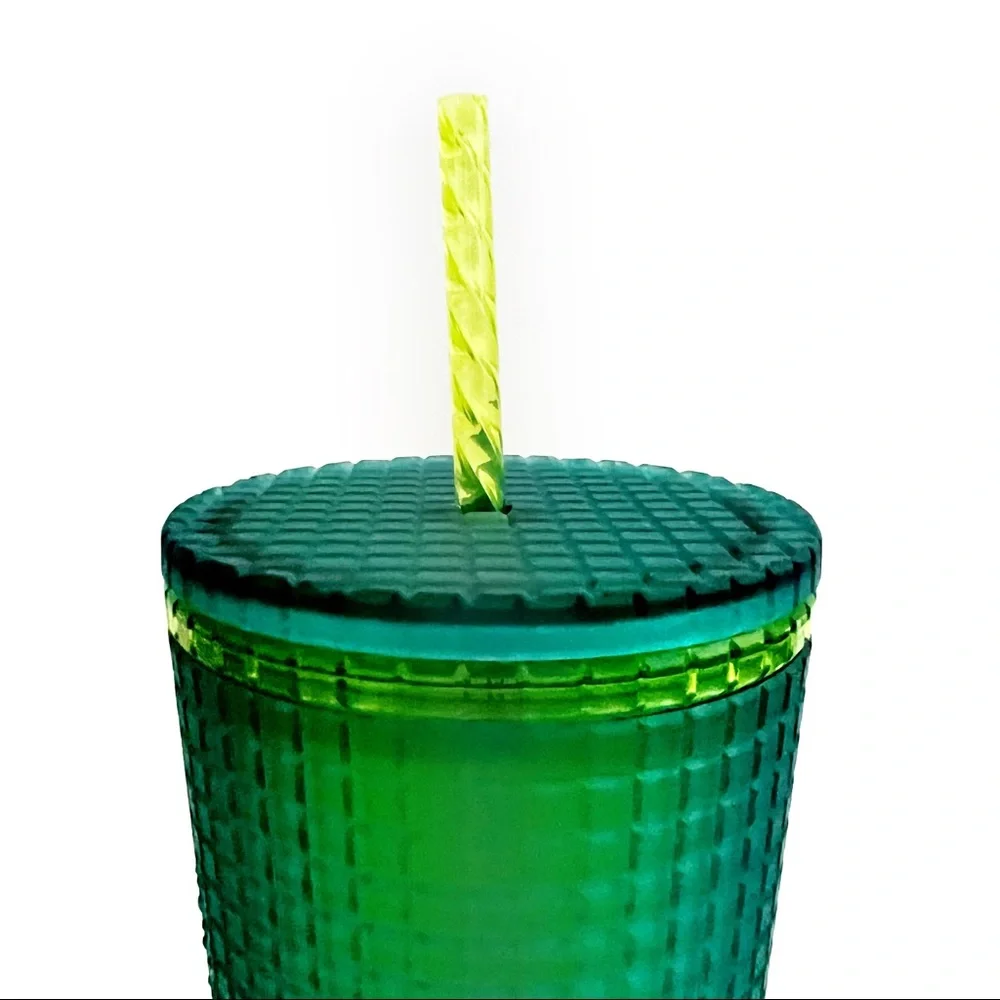 Starbucks Tumbler Studded Jelly Green Venti Travel Cold Cup Lime Green Straw